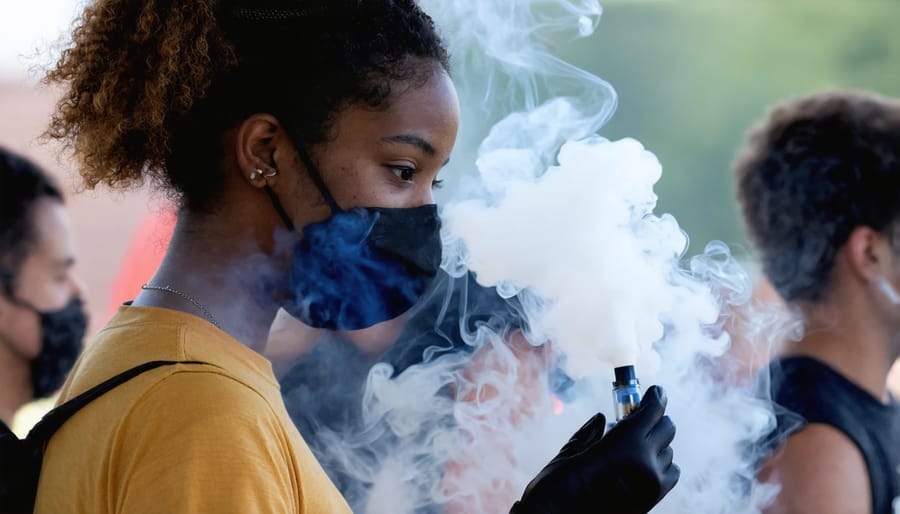 Volunteers sorting and recycling vaping devices at a community collection center