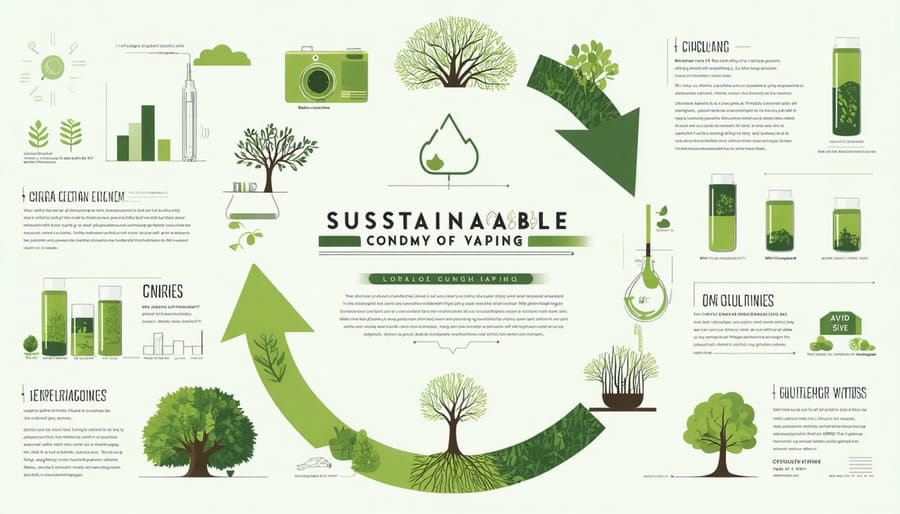 Circular diagram illustrating the lifecycle of sustainable vaping products and their economic benefits