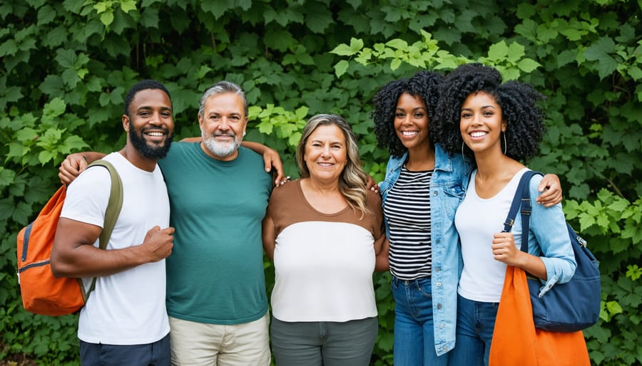 Diverse group of community members meeting in circle discussing financial support alternatives