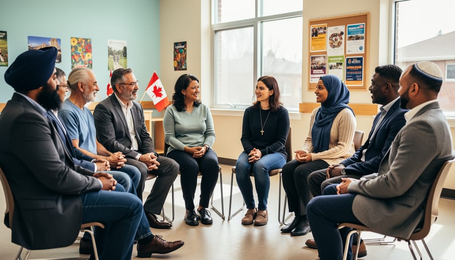 People sitting in a circle having respectful interfaith conversation
